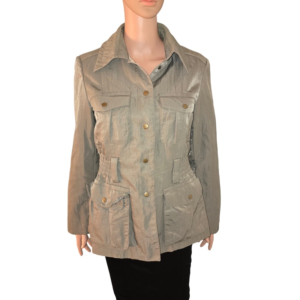 J Jill Women's Safari Jacket Size‎ S Green Utility Military Career Casual